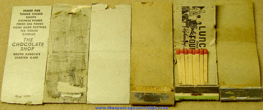 (6) Different Old Candy & Ice Cream Store Advertising Match Books