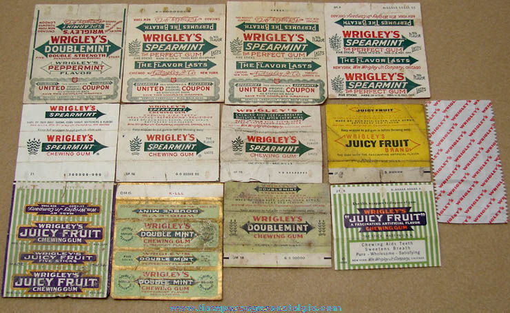 (13) Different Old Wrigley’s Chewing Gum Advertising Wrappers