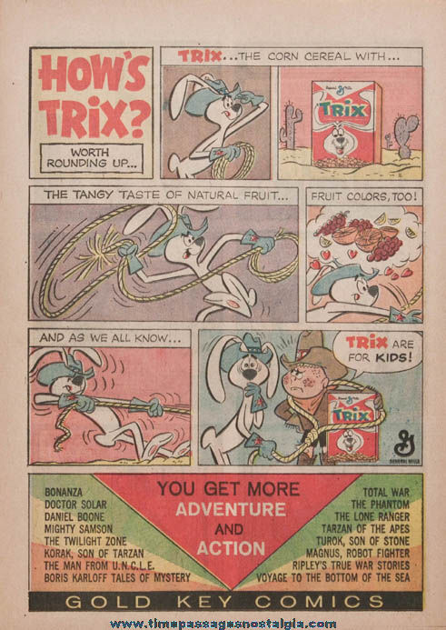 1960s General Mills Trix Rabbit Cereal Advertising Character Comic Book Advertisement