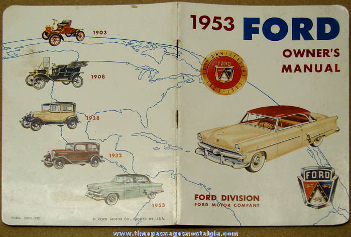 1953 Ford Automobile 50th Anniversary Advertising Owner’s Manual Booklet
