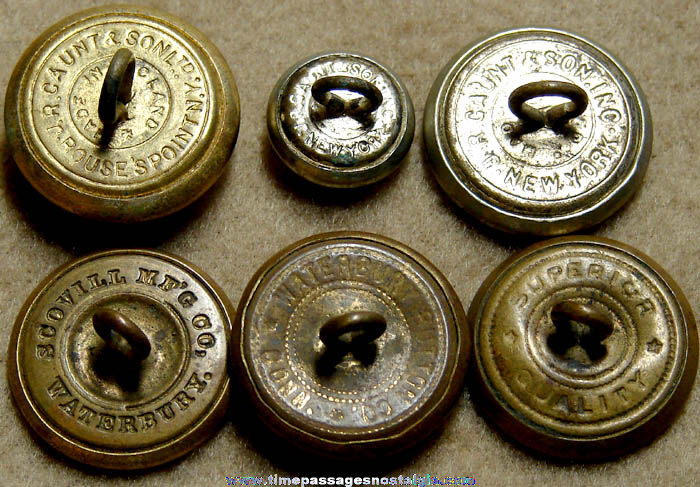 (6) Old Metal Railroad Advertising Employee Uniform Buttons