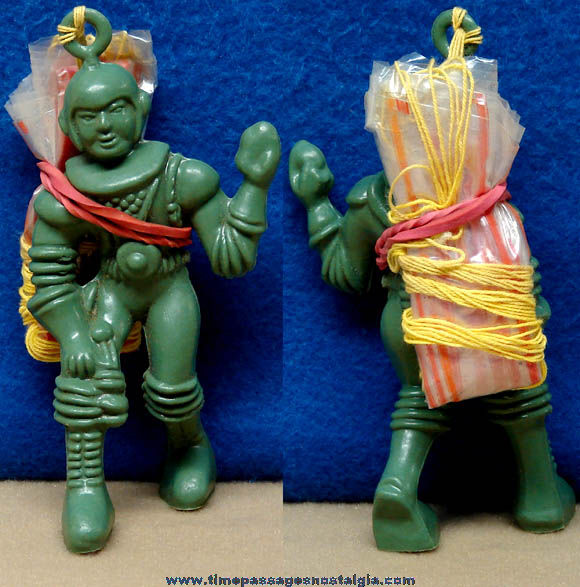 Old Unused Green Hard Plastic Paratrooper Astronaut Spaceman Toy Figure