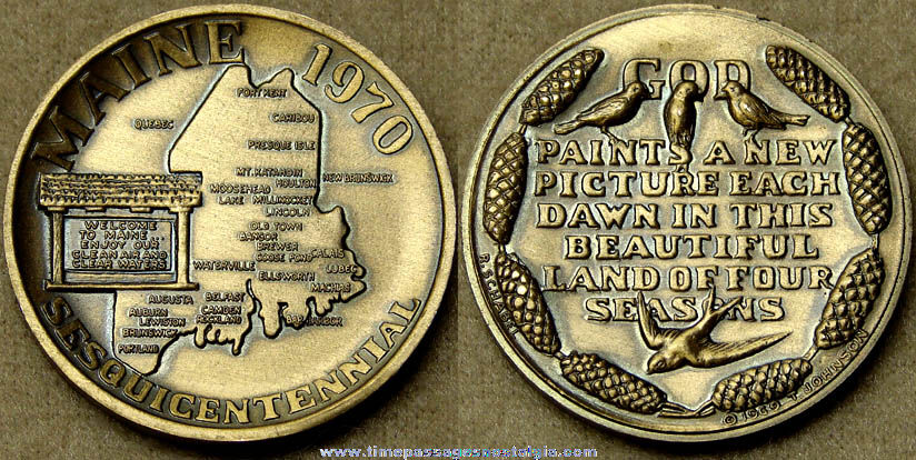 1970 State of Maine Sesquicentennial Bronze Commemorative Medal Coin