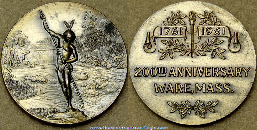 1961 Ware Massachusetts Bicentennial Bronze Commemorative Medal Coin
