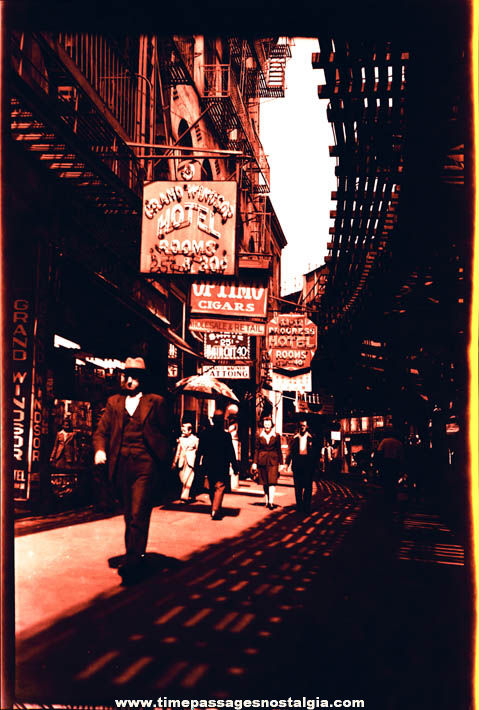 1940s Grand Windsor Hotel New York Street Scene Photograph Negative