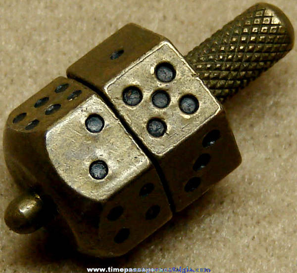 Old Solid Brass Gambling Dice Spinning Game Top
