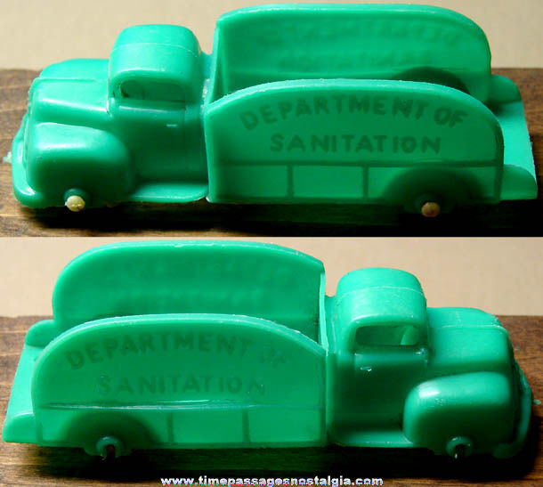 Old Green Molded Plastic Department of Sanitation Toy Truck