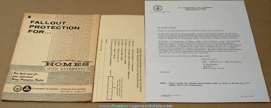 1967 Nuclear Fallout Protection For Homes With Basements Civil Defense Booklet & Letter