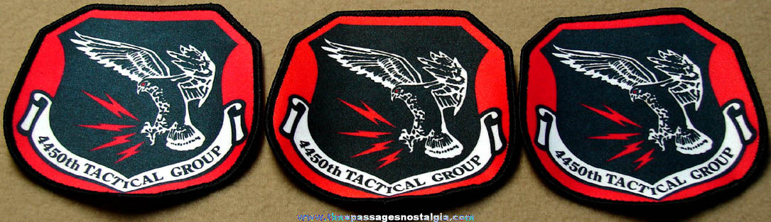 (3) Unused U.S. Air Force 4450th Tactical Group Insignia Cloth Patches