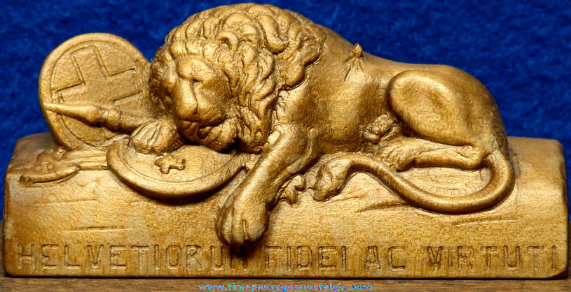 Carved Wooden Lion of Lucerne Switzerland Souvenir Statue