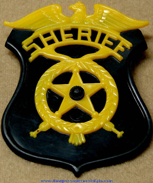 Old Two Part Molded Hard Plastic Toy Sheriff Police Badge
