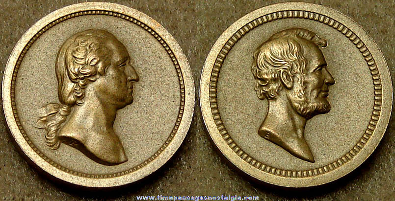 Old United States Presidents George Washington and Abraham Lincoln Medal Token Coin