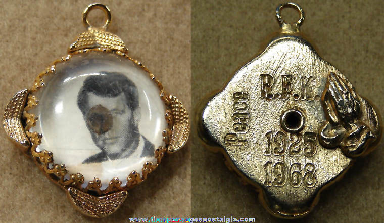 1968 Senator Robert F. Kennedy Memorial Jewelry Picture Charm Pendant