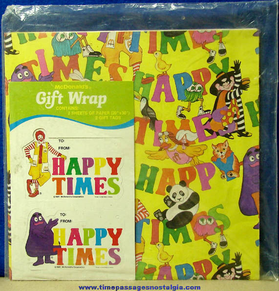 Unopened 1981 McDonald’s Advertising Character Happy Times Gift Wrapping Kit