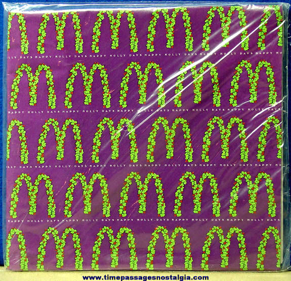 Colorful Old Unopened McDonald’s Advertising Logo Christmas Holiday Gift Wrapping Paper