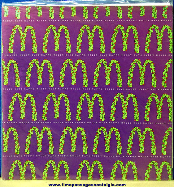 Colorful Old Unopened McDonald’s Advertising Logo Christmas Holiday Gift Wrapping Paper