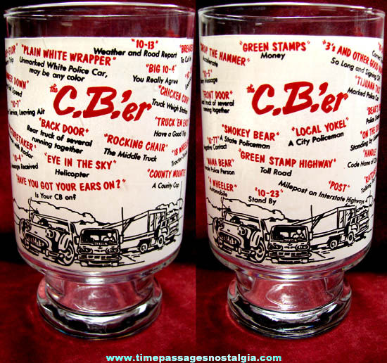 Large Old CB Radio Language Imprinted Drink Glass