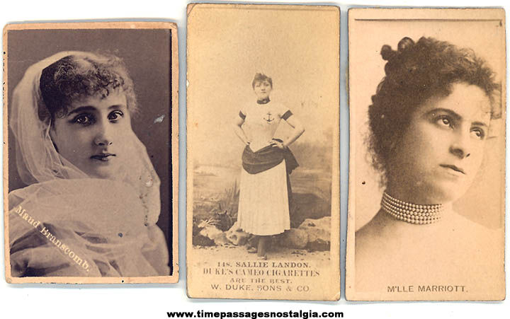 (3) 1800s Cigarette Premium Pretty Lady Actress Trading Cards