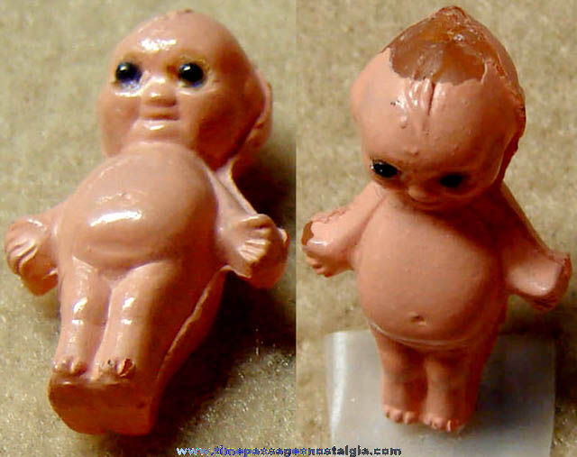 Old Miniature Painted Glass Kewpie Character Doll Charm Figure