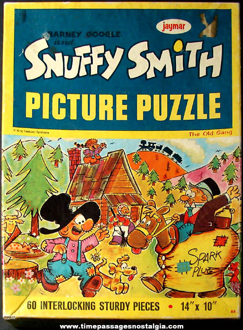 Colorful Old Boxed Barney Google & Snuffy Smith Comic Strip Character Jaymar Jigsaw Puzzle