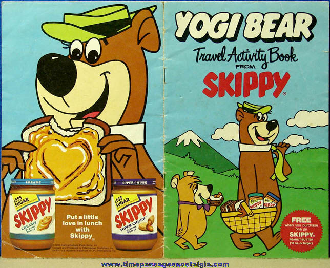 Unused 1986 Skippy Peanut Butter Advertising Premium Yogi Bear Cartoon Character Activity Book