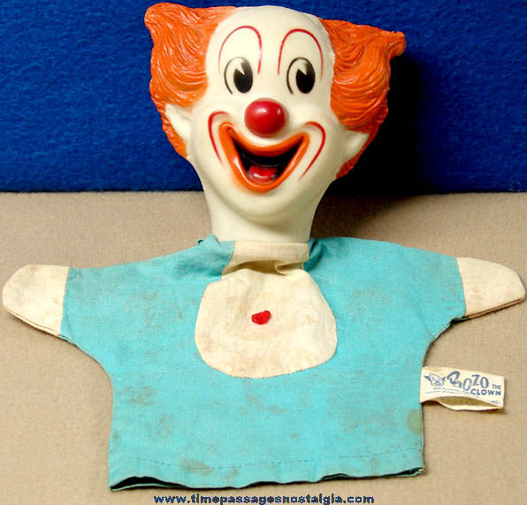 Colorful 1961 Bozo The Clown Knickerbocker Toy Hand Puppet