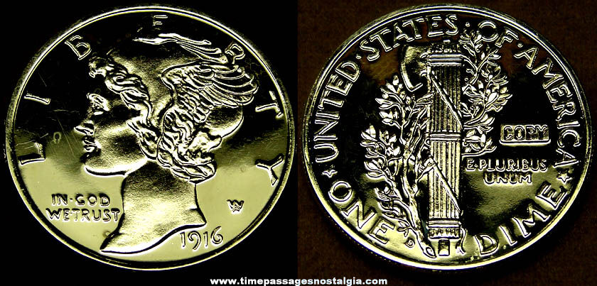 Large American Mercury Dime Medal Token Coin