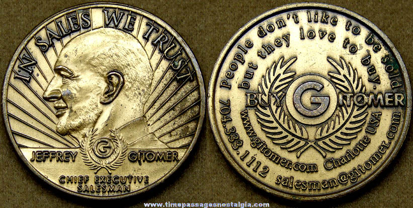 Jeffrey Gitomer Author Advertising Medal Token Coin