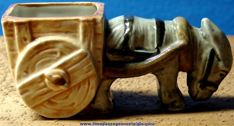 Small Old Pico Occupied Japan Donkey & Cart Ceramic Figurine Planter