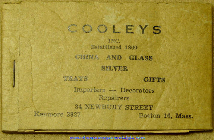 Old Cooleys Boston Massachusetts Advertising Premium Mini Paper Note Book