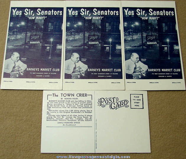 (4) Old Unused Barneys Market Club Chicago Restaurant Advertising Post Cards