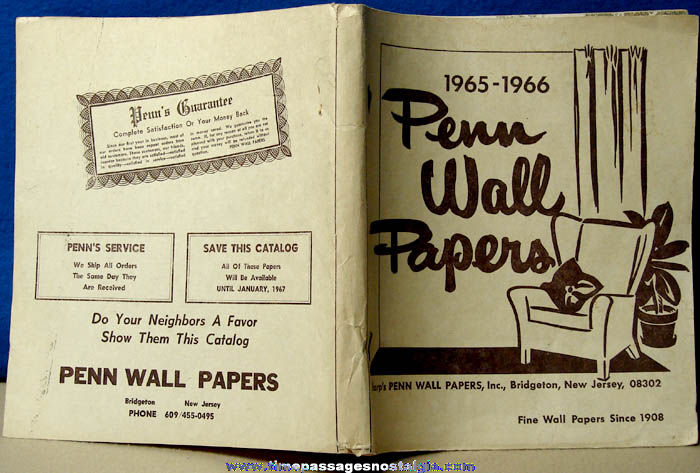 1965 - 1966 Penn Wall Paper Advertising Sample & Price Catalog Book