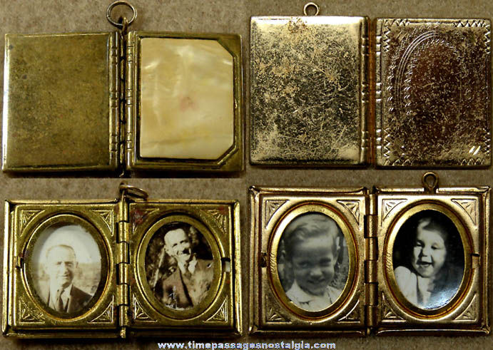 (2) Different Old Jewelry Locket Pendant Charms With Photographs