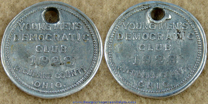 1928 Young Men’s Democratic Club Advertising Token Coin Medallion