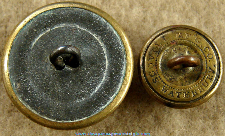 (2) Old Grand Army of The Republic GAR Brass Uniform Buttons