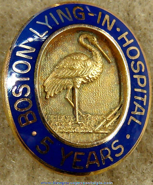 Old Gold Filled Boston Lying In Hospital Nurse 5 Year Service Award Pin