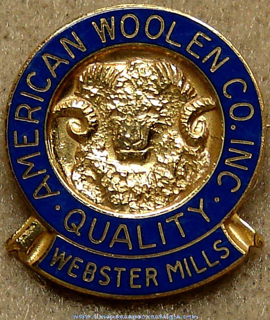 Old Enameled Metal American Woolen Company Advertising Employee Pin