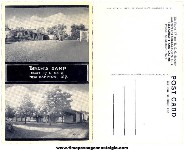 (2) Old Unused Binch’s Camp Restaurant & Cabins Advertising Post Cards