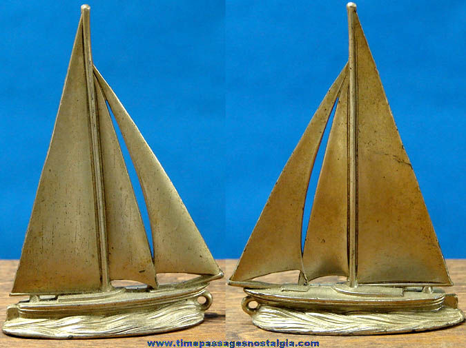 Old Miniature Metal Sailboat Figurine