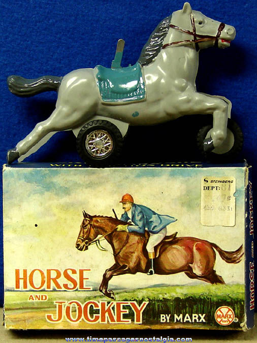Old Boxed Louis Marx & Company Horse & Jockey Friction Toy