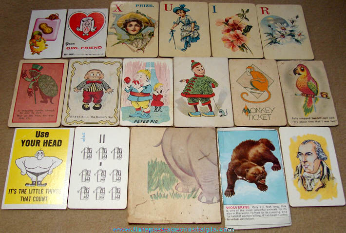 (17) Different Colorful Old Unusual Playing Card Game Cards
