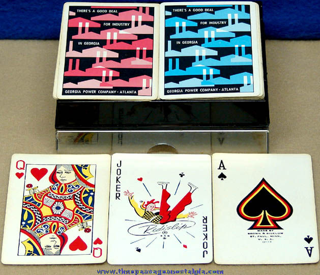 (2) Old Boxed Georgia Power Company Brown & Bigelow Advertising Playing Card Decks