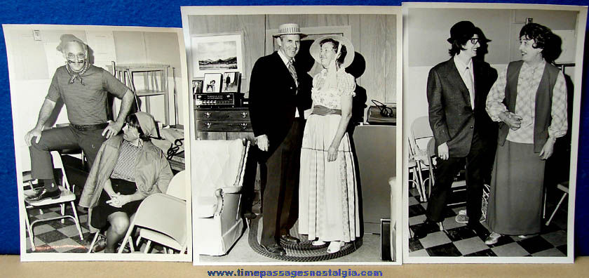 (7) Different Large Old Halloween Costume Party Black & White Photographs