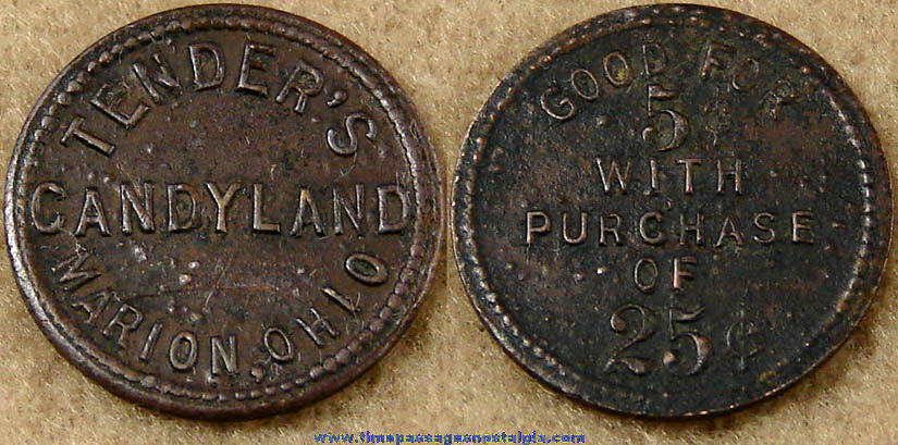 Old Tender’s Candyland Candy Store Good For Advertising Token Coin