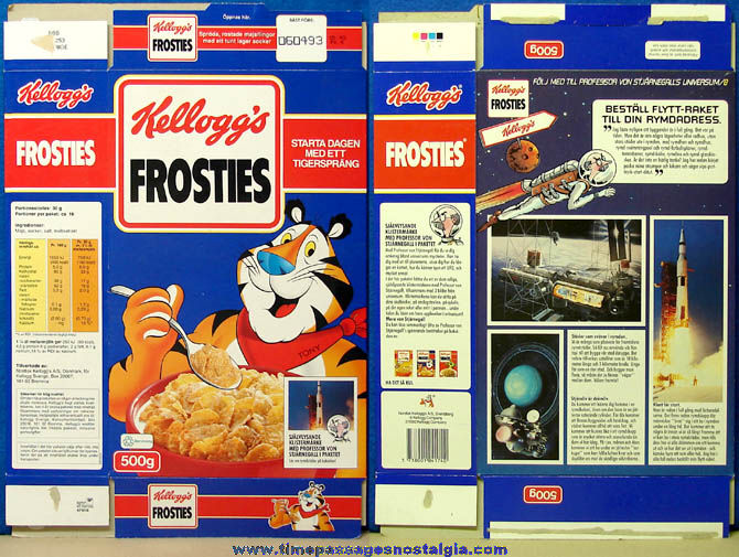 ©1992 Kellogg’s Frosties Danish Cereal Box With Unopened Prize