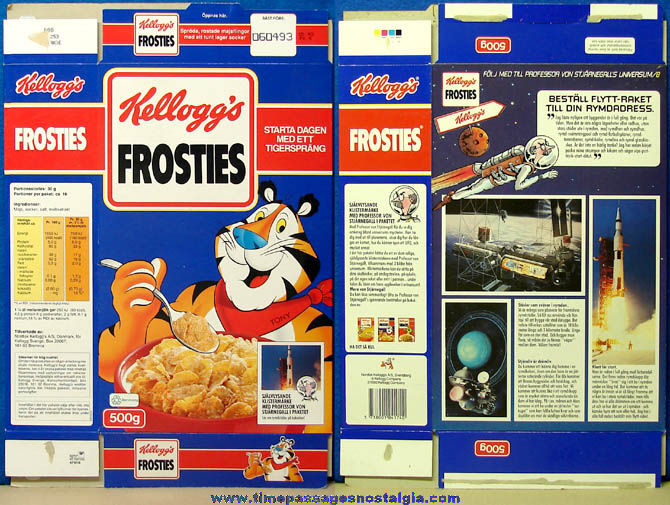 1992 Kellogg’s Frosties Danish Cereal Box With Unopened Prize