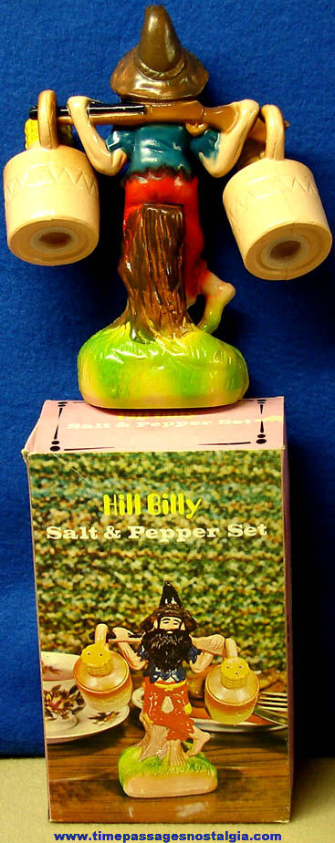 Colorful Old Unused & Boxed Hill Billy Salt & Pepper Shaker Set
