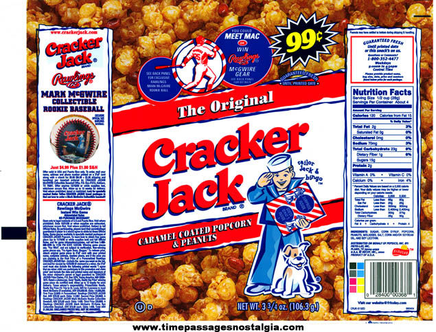 (10) Unused 2000 Cracker Jack Mark McGwire Baseball Advertising Promotion Bags