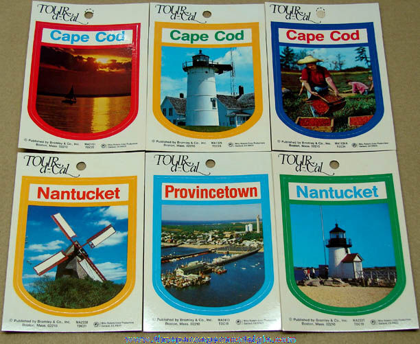 (6) Different Unused Massachusetts Advertising Souvenir Tourist Decal Stickers