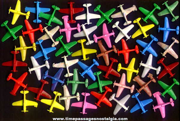 (50) Colorful Old Hard Plastic Toy Military Airplanes